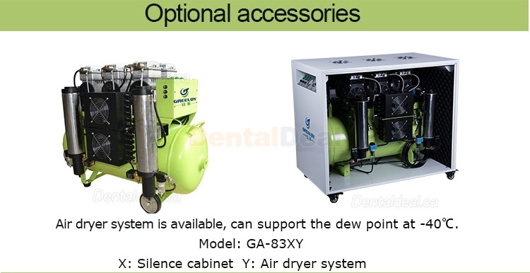 Greeloy&reg; GA-83X 2400W/3HP Silent Dental Oilless Air Compressor with Silent Cabinet